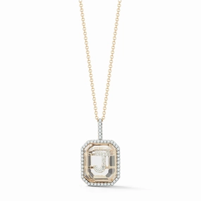 14kt Diamond Frame Secret Initial Necklace // A - Z