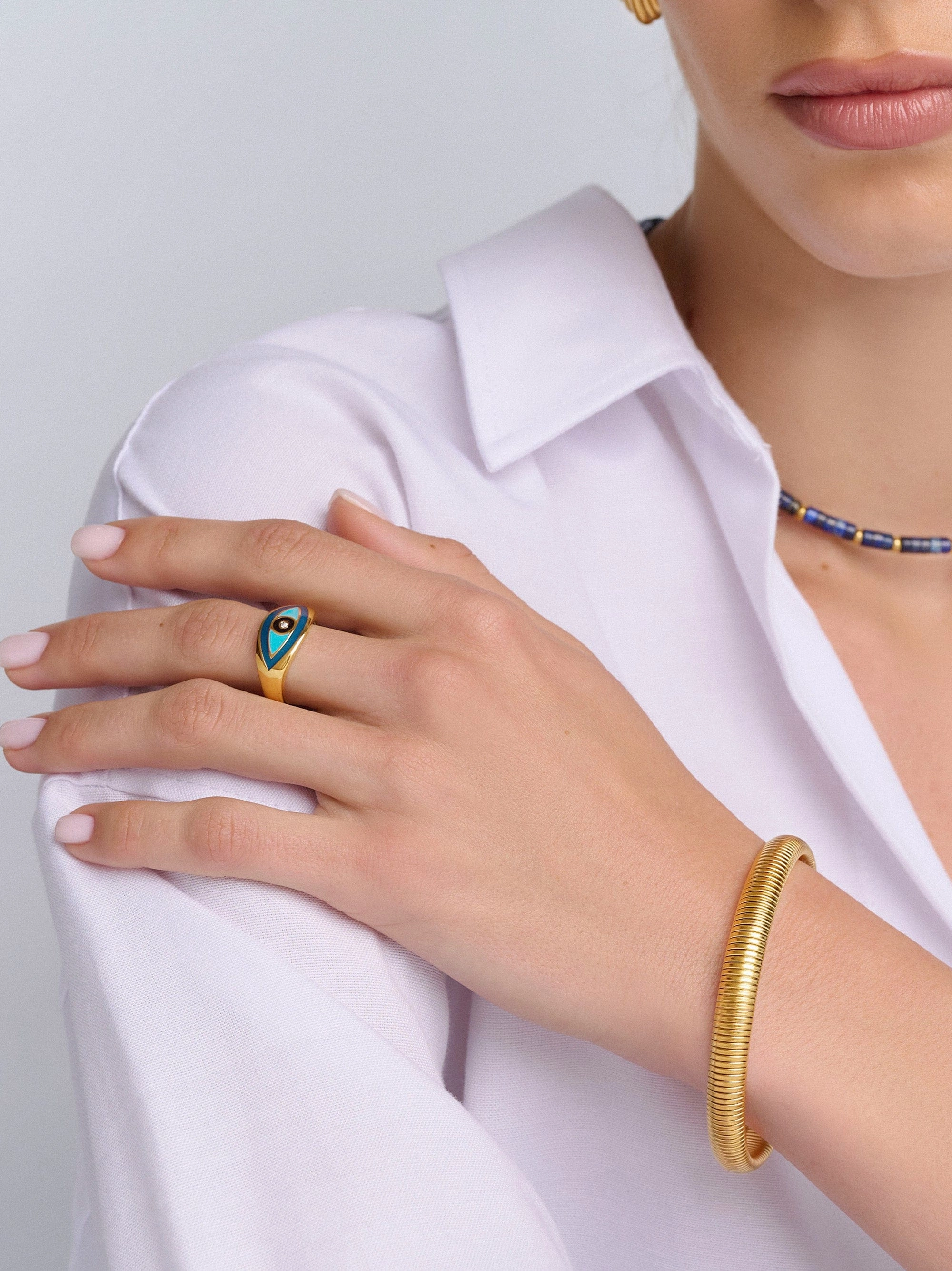 8mm Women's Gold Stretch Bangle