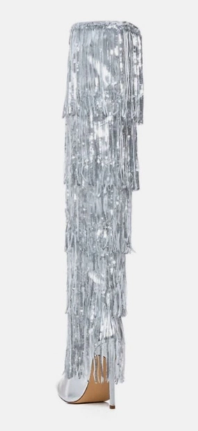 Adriel Fringe Boot In Silver