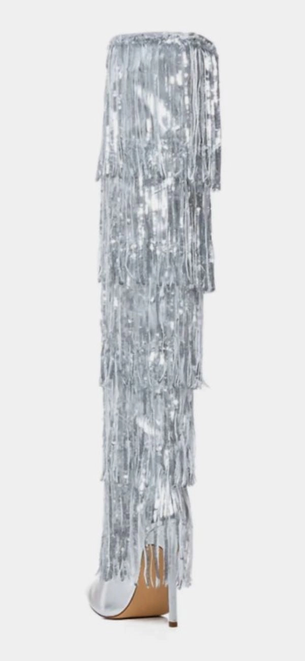 Adriel Fringe Boot In Silver