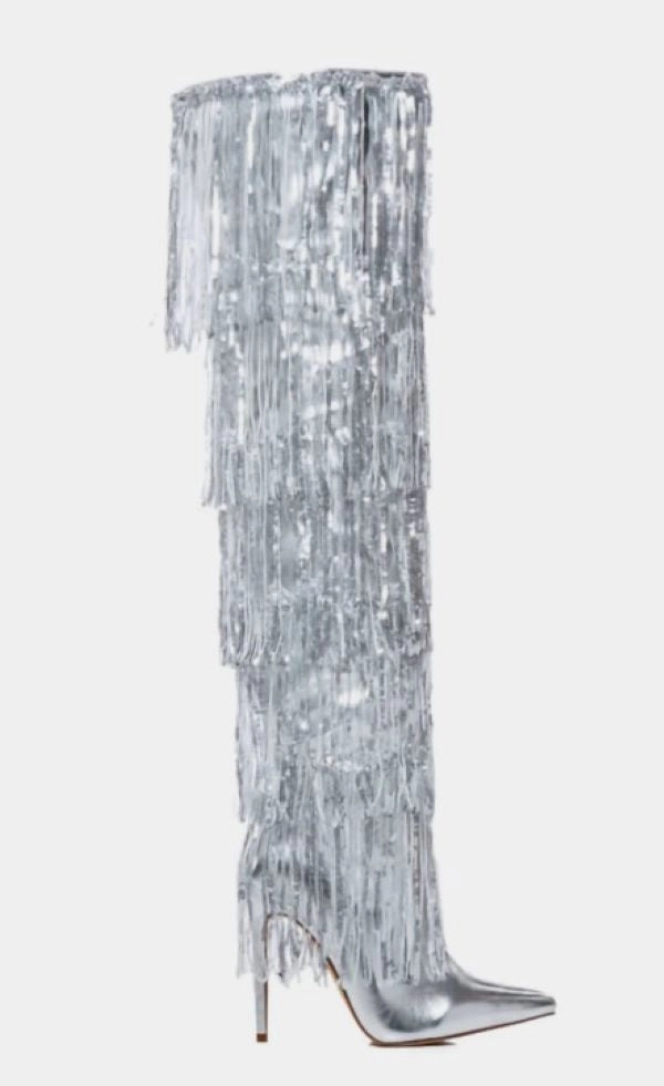 Adriel Fringe Boot In Silver