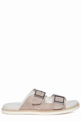 Brunello Cucinelli Open Toe Buckle Slides