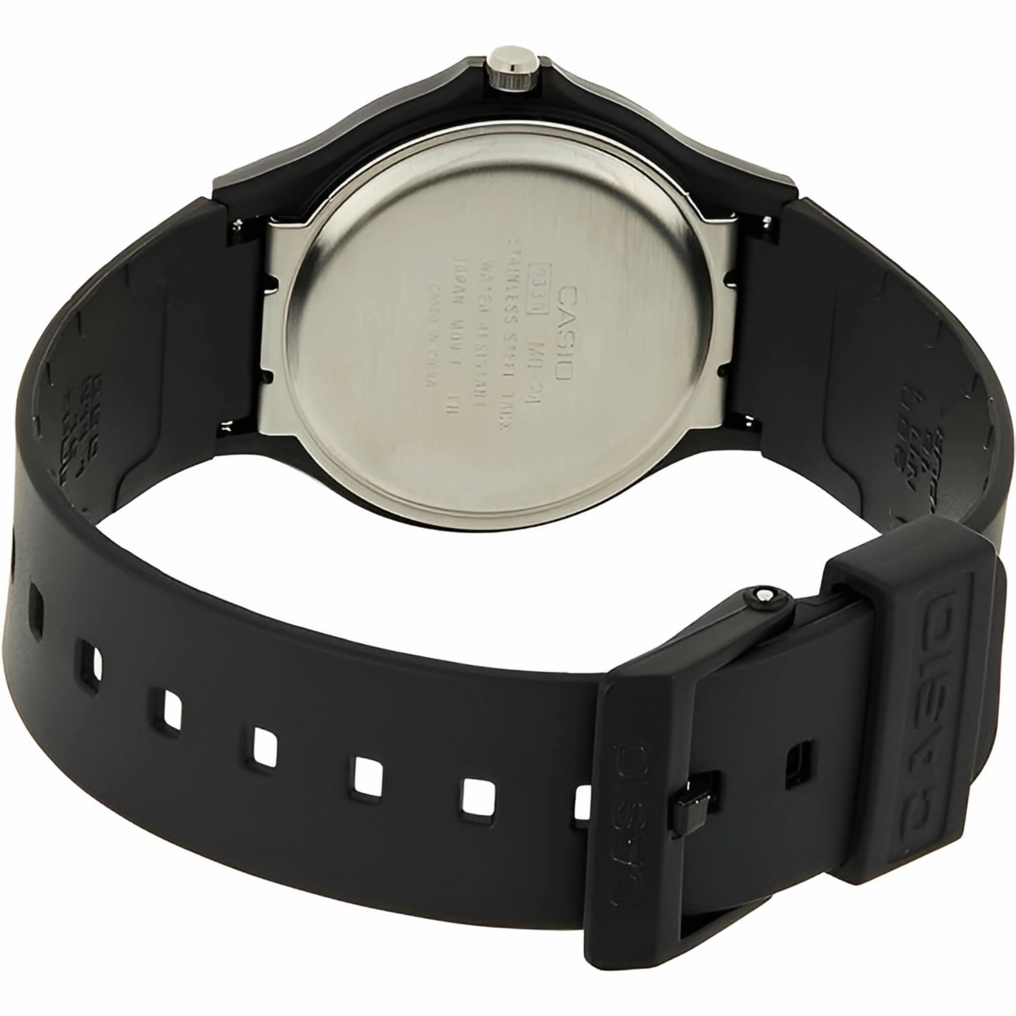 Casio Men's Watch - Classic Quartz Gold Tone Dial Black Resin Strap | MQ24-9E