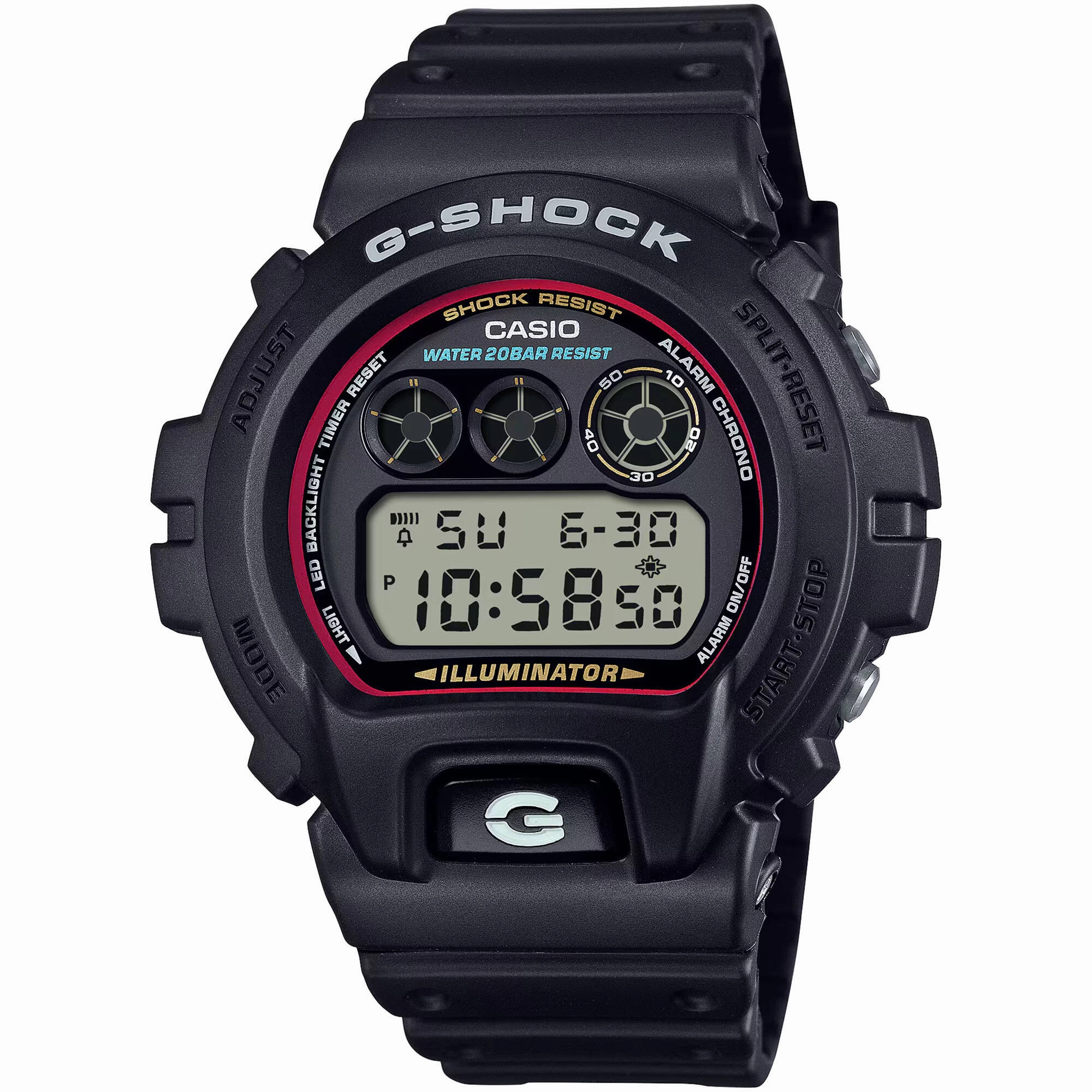Casio Men's Watch - G-Shock Chronograph Black and Grey Digital Dial Strap | DW6900RL-1