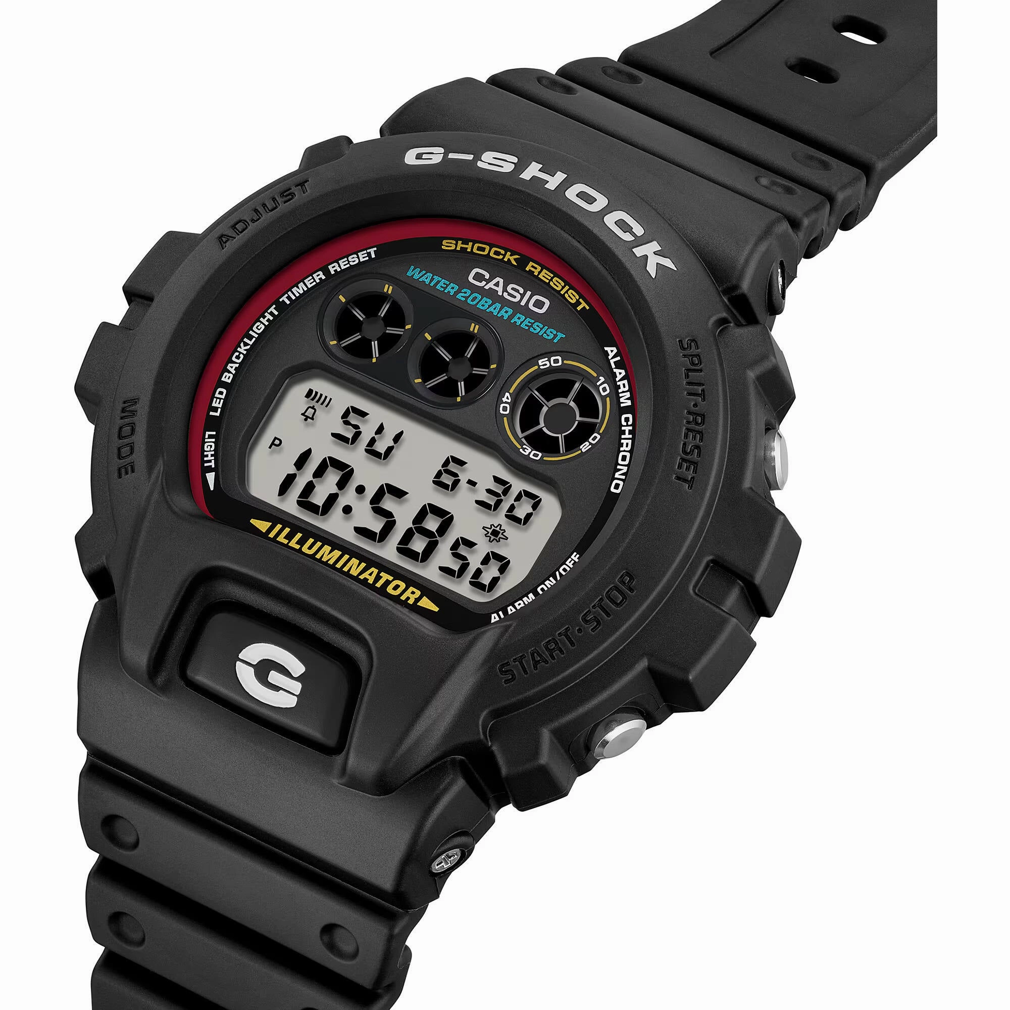Casio Men's Watch - G-Shock Chronograph Black and Grey Digital Dial Strap | DW6900RL-1