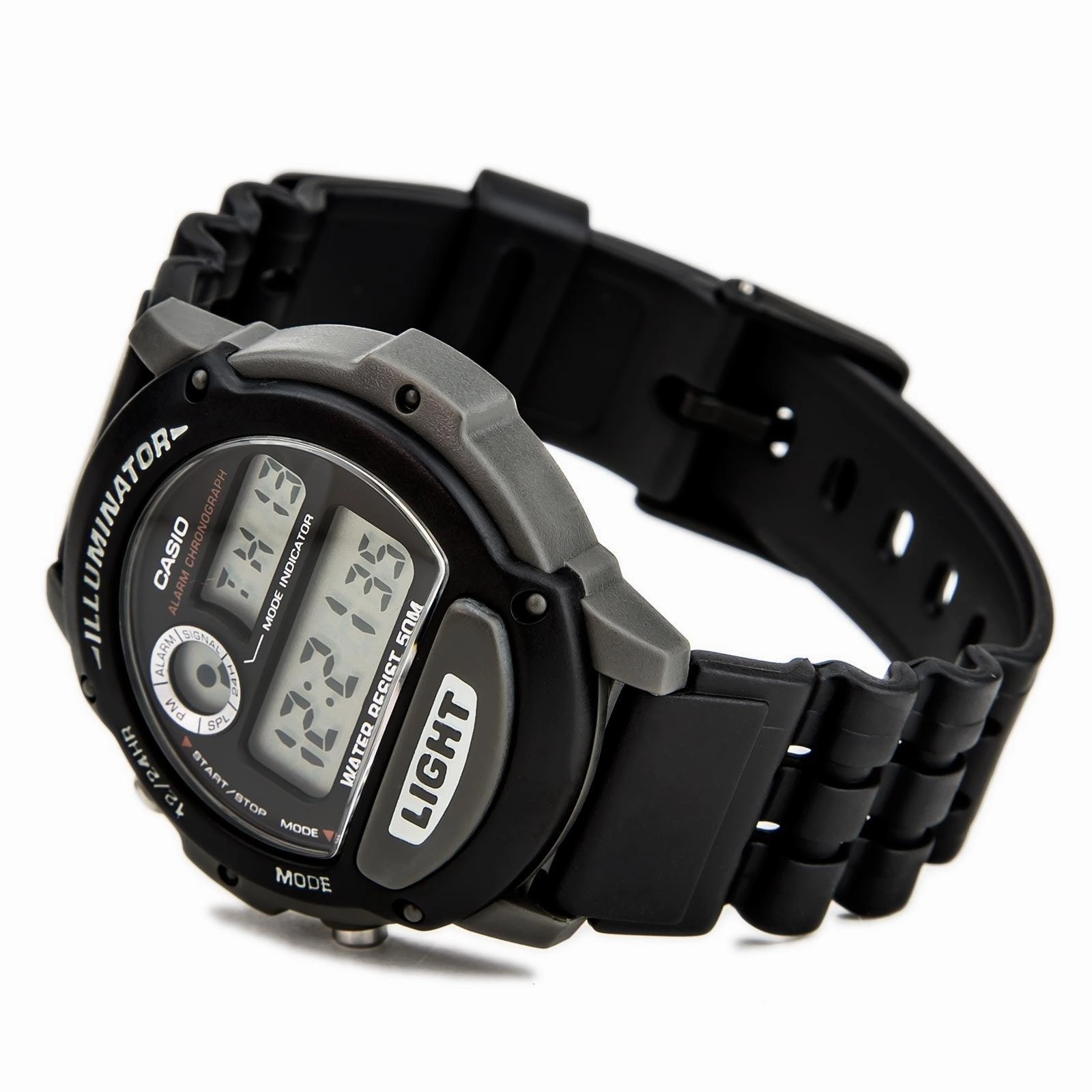 Casio Men's Watch - Illuminator Sports Digital Black and Grey Case Strap | W-87H-1VH