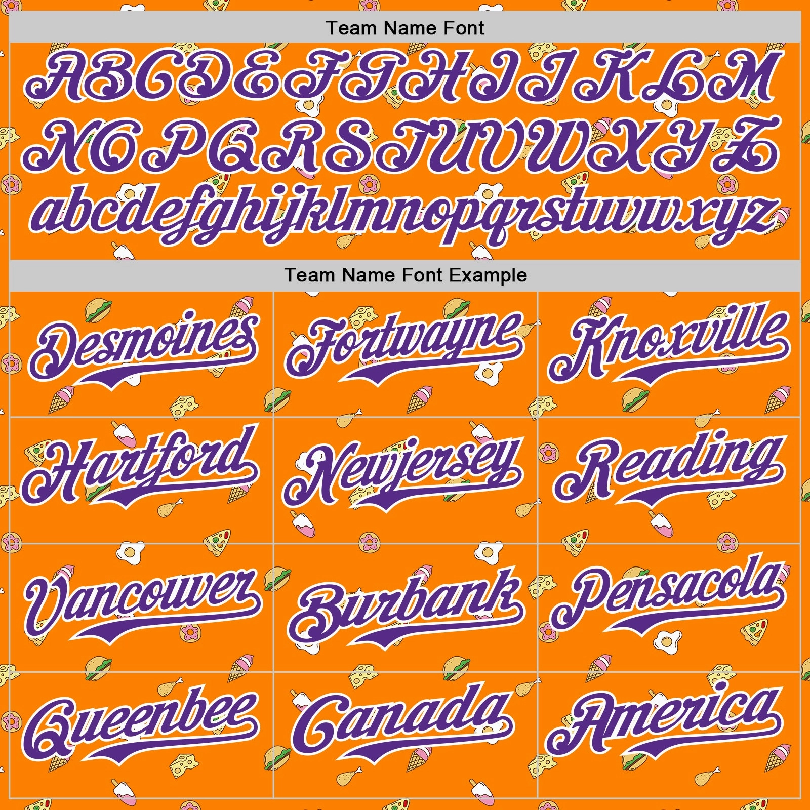 Custom Bay Orange Purple-White 3D Pattern Design Foodie Fast Food Cheese Pizza Dessert Ice Cream Authentic Baseball Jersey