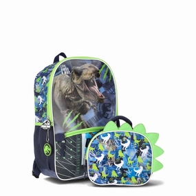 Fast Forward JRCFL37-W Universal Studio Jurassic Boys 17 Inch Backpack with Lunch Box, 2-Piece Set, Green
