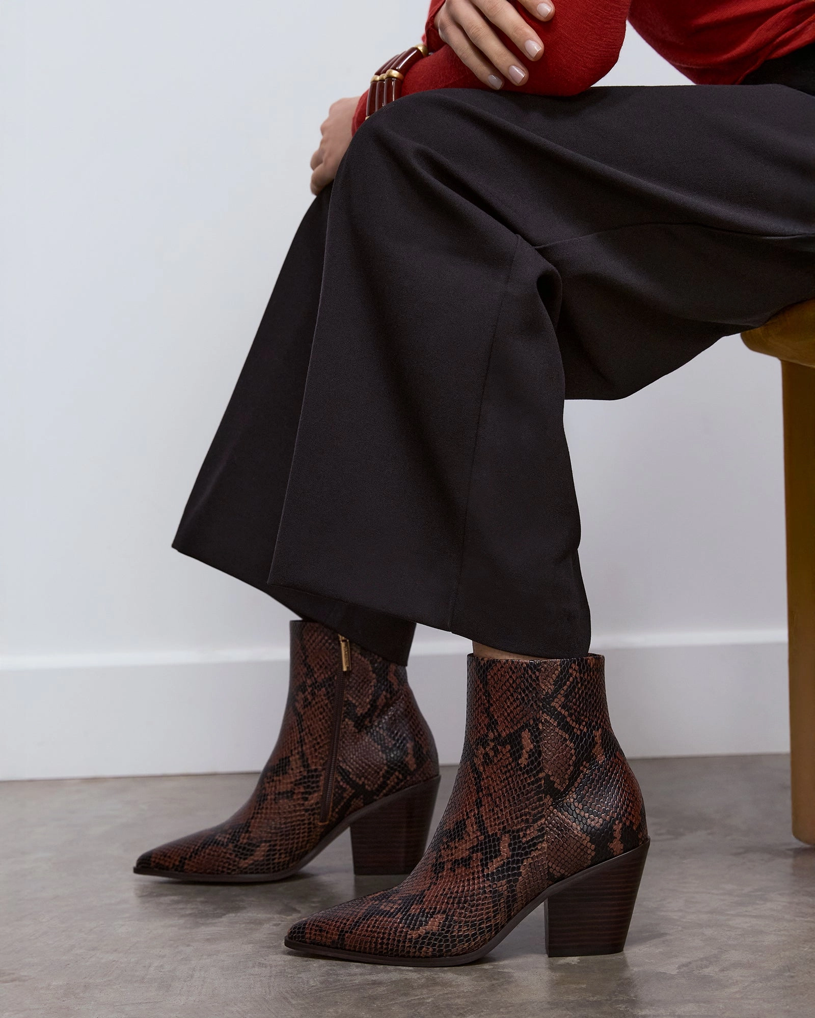 FREDDIE MID ANKLE BOOTS DARK SNAKE PRINT LEATHER