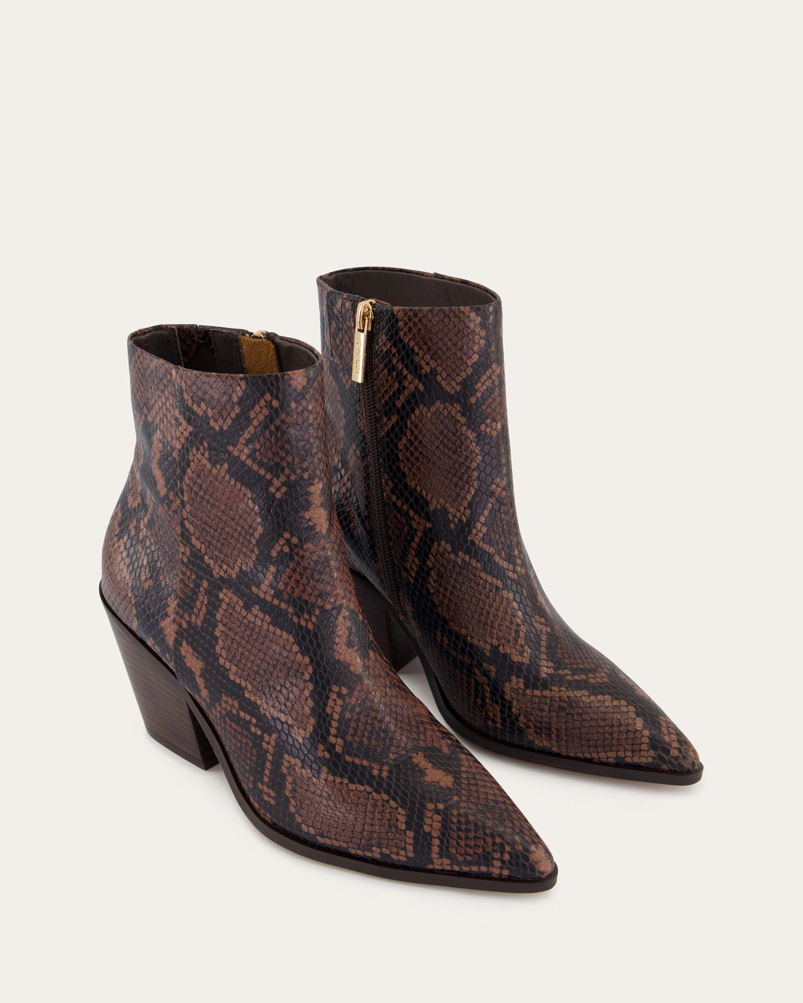 FREDDIE MID ANKLE BOOTS DARK SNAKE PRINT LEATHER