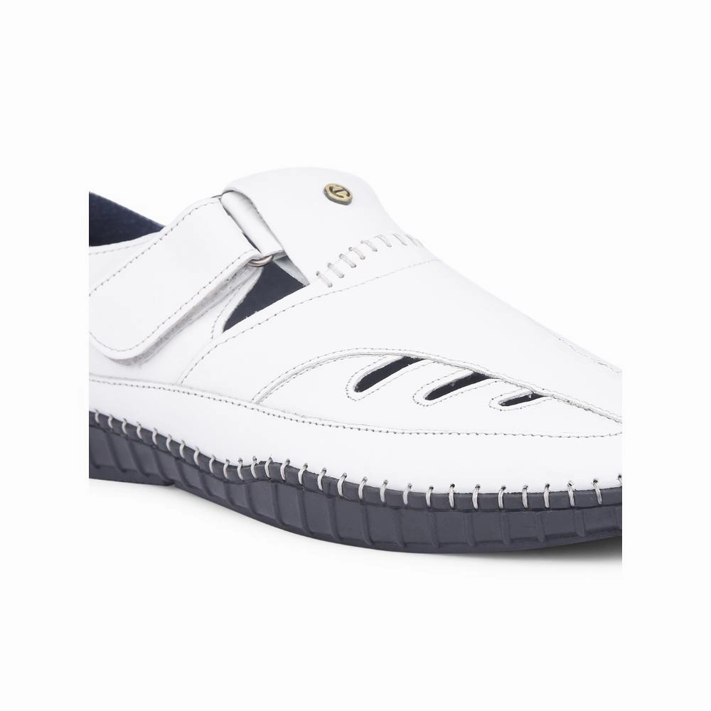 Healers White Casual Buckle Sandal For Men JPL-205 By Liberty
