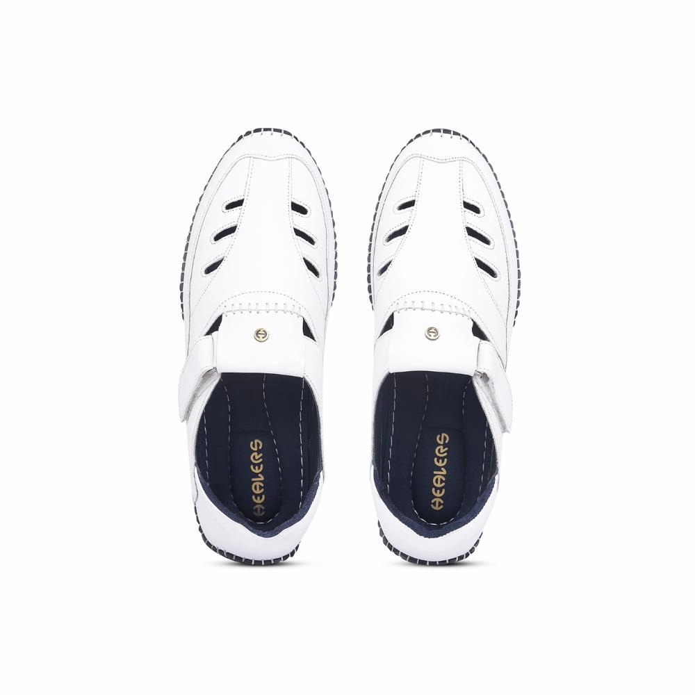 Healers White Casual Buckle Sandal For Men JPL-205 By Liberty