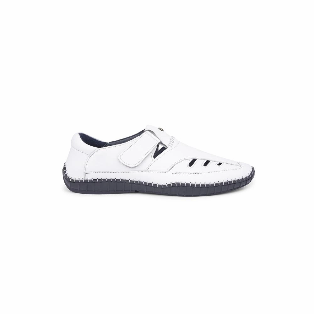 Healers White Casual Buckle Sandal For Men JPL-205 By Liberty