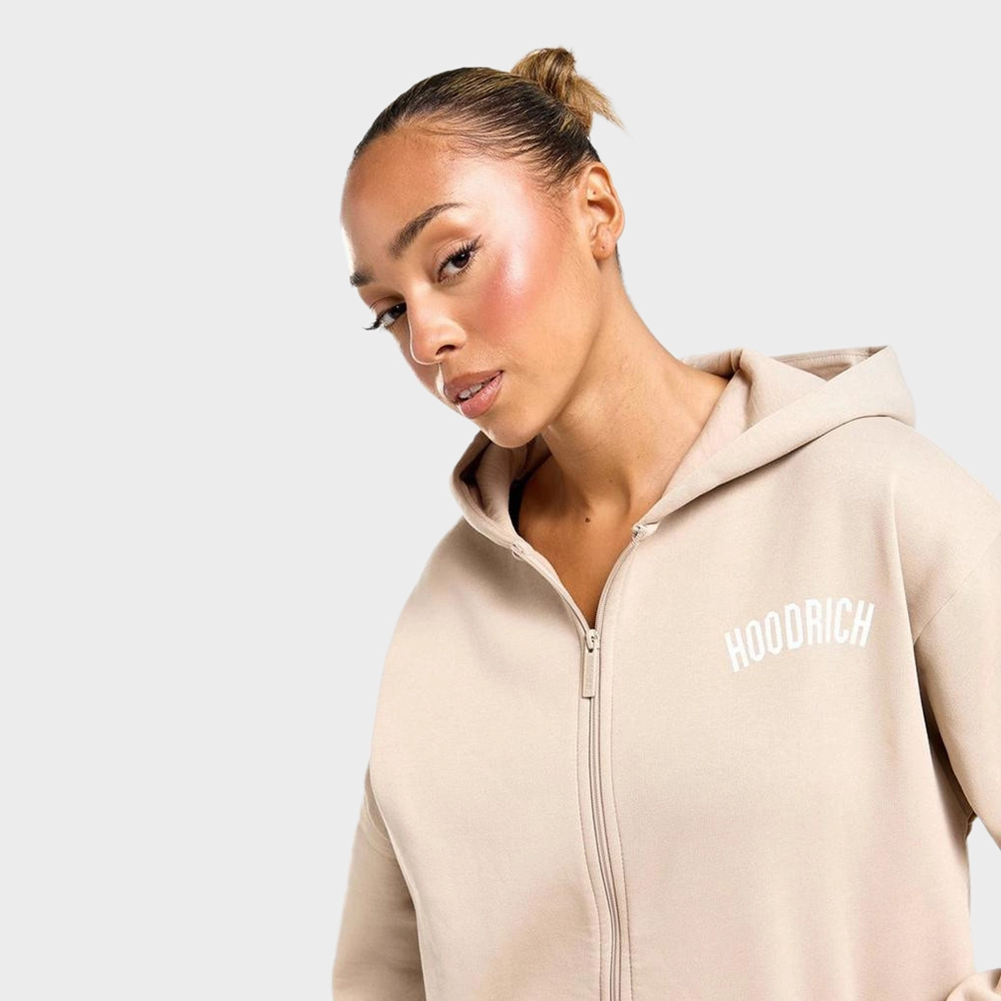 Hoodrich Women's Storm Full Zip Hoodie Oxford Tan / White