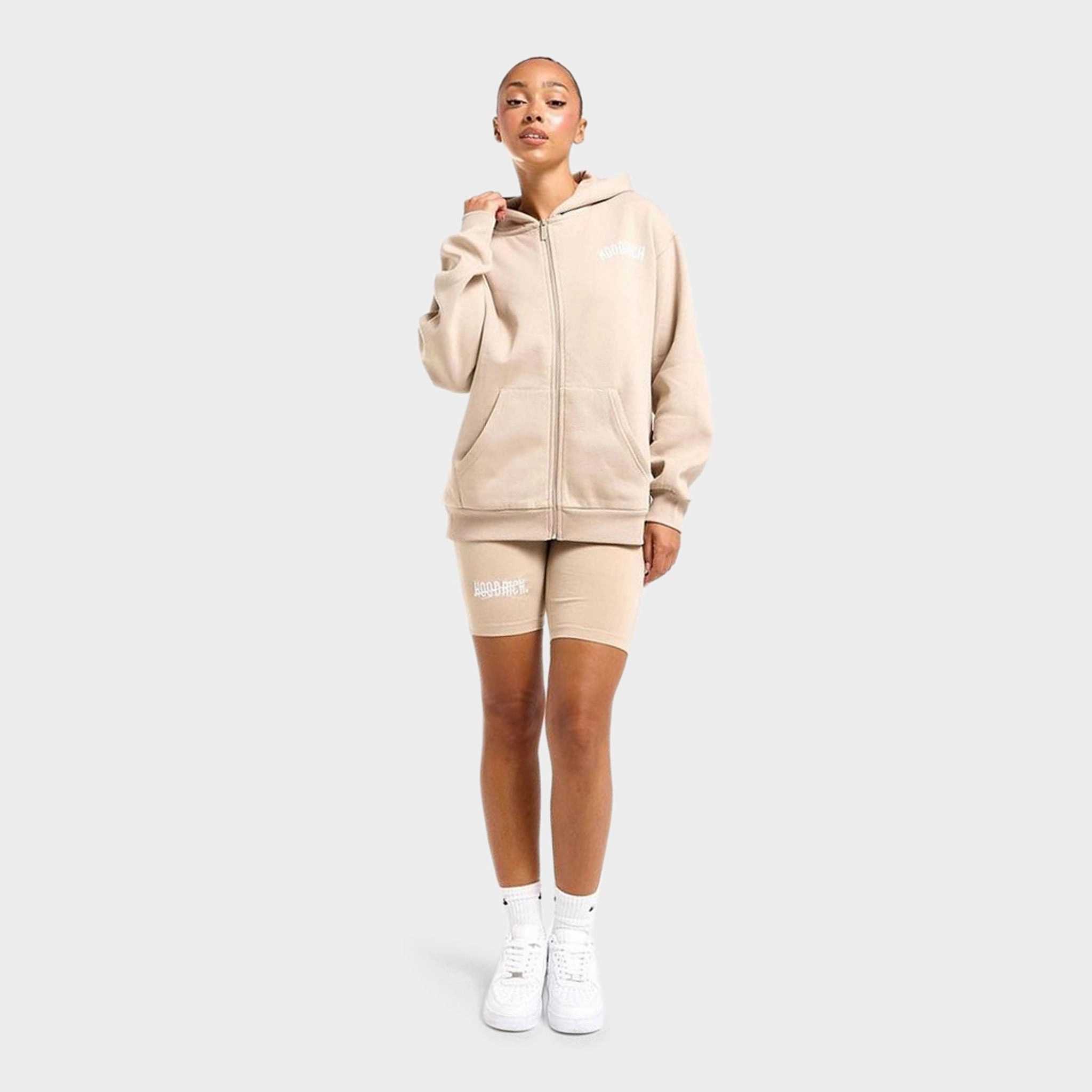 Hoodrich Women's Storm Full Zip Hoodie Oxford Tan / White