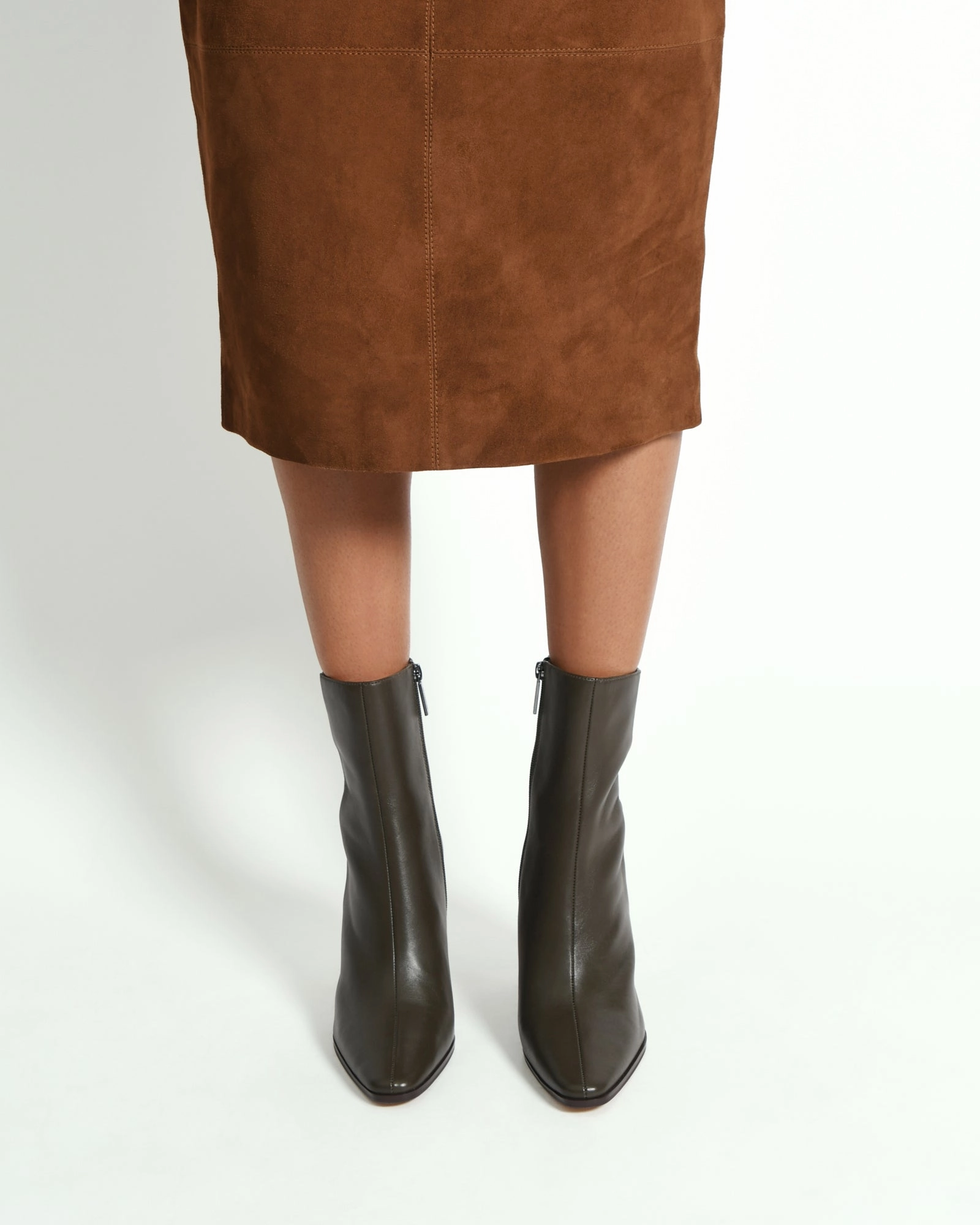 JEMIMA HIGH ANKLE BOOTS DARK OLIVE LEATHER