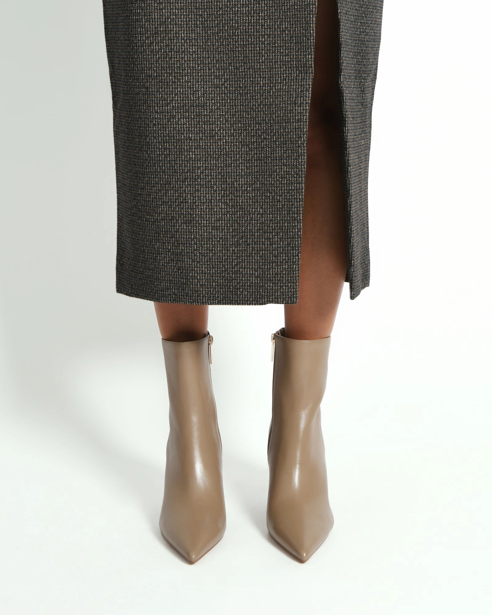 LOTTIE HIGH ANKLE BOOTS TAUPE LEATHER