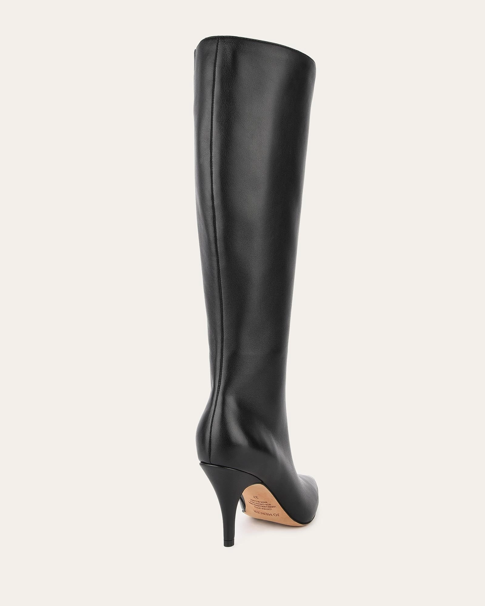 LOTUS KNEE BOOTS BLACK LEATHER