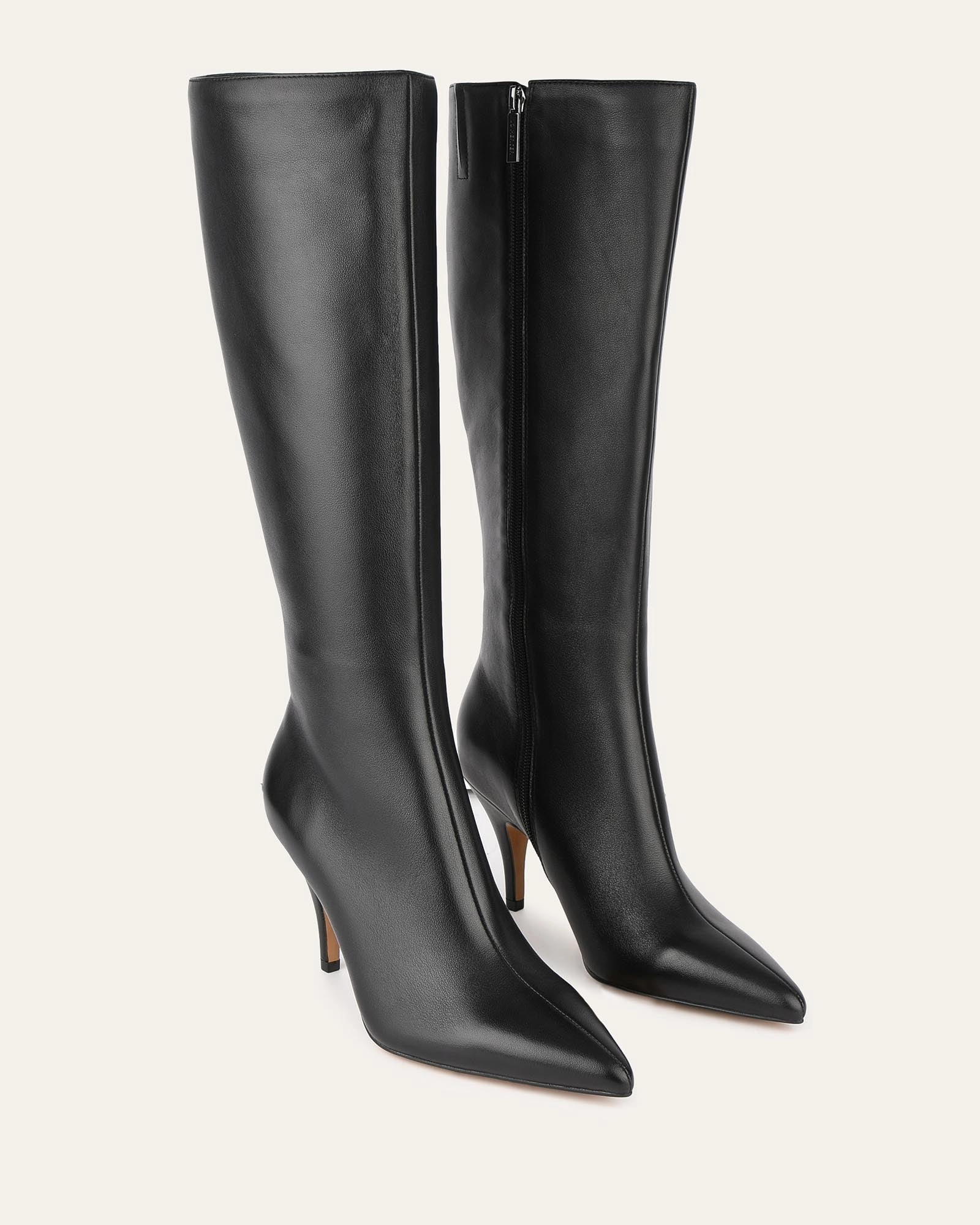 LOTUS KNEE BOOTS BLACK LEATHER