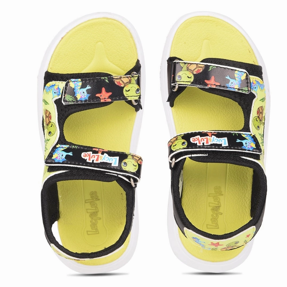 Lucy & Luke Black Casual Sandal For Kids HIPPO-51 By Liberty