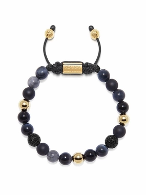Men's Beaded Bracelet with Agate, Onyx, Grey Jade, and Blue Tiger Eye