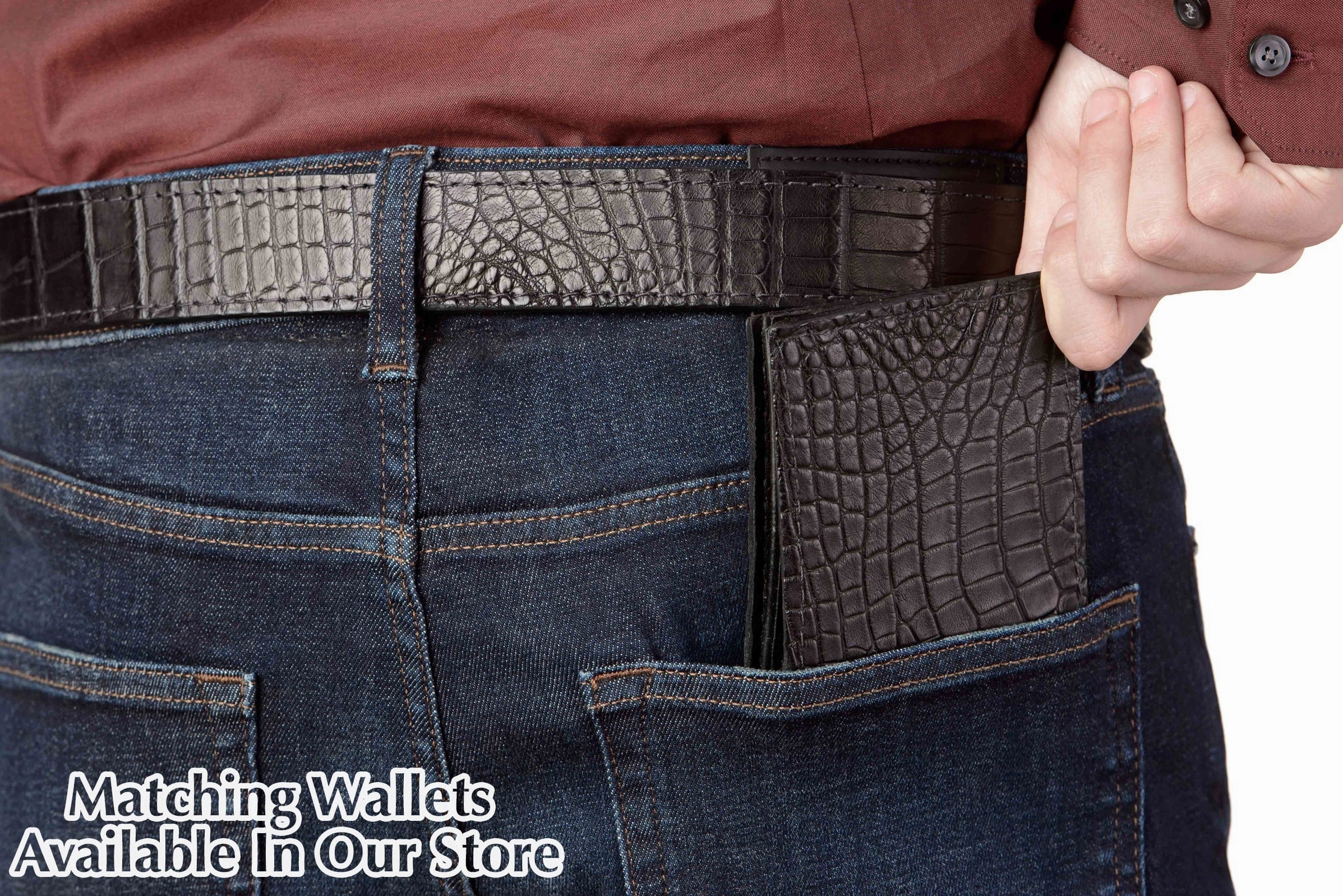Men's Black American Alligator Leather Belt