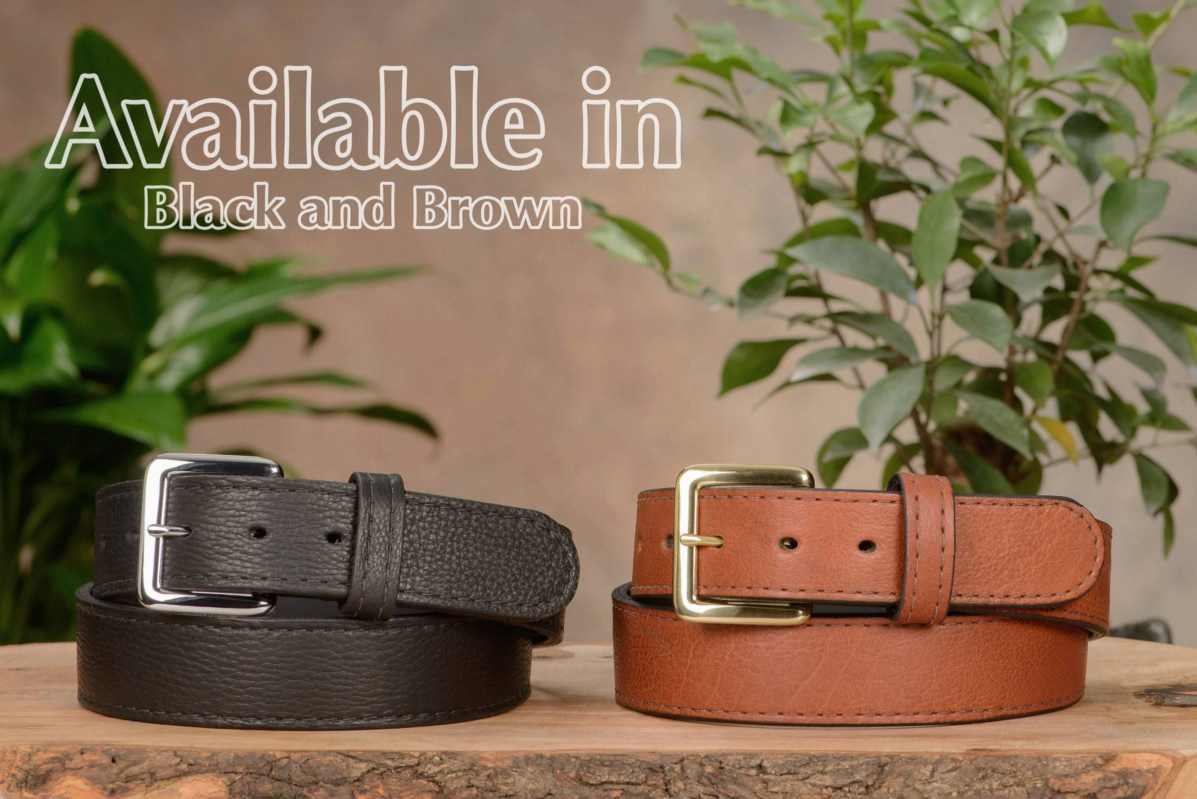 Men's Black American Bison Leather Belt