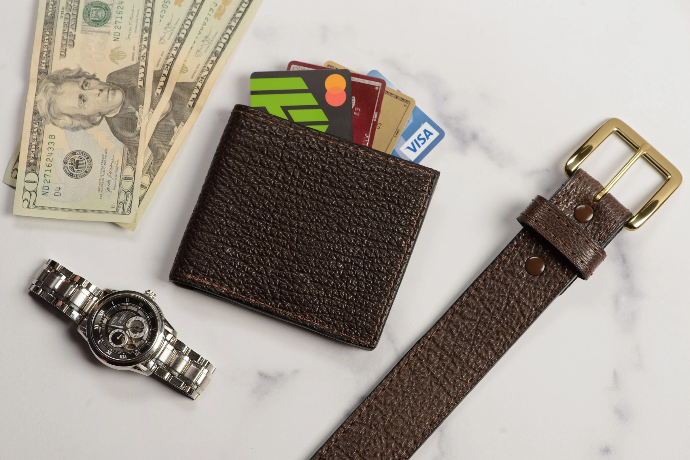 Men's Brown Shark Leather Belt