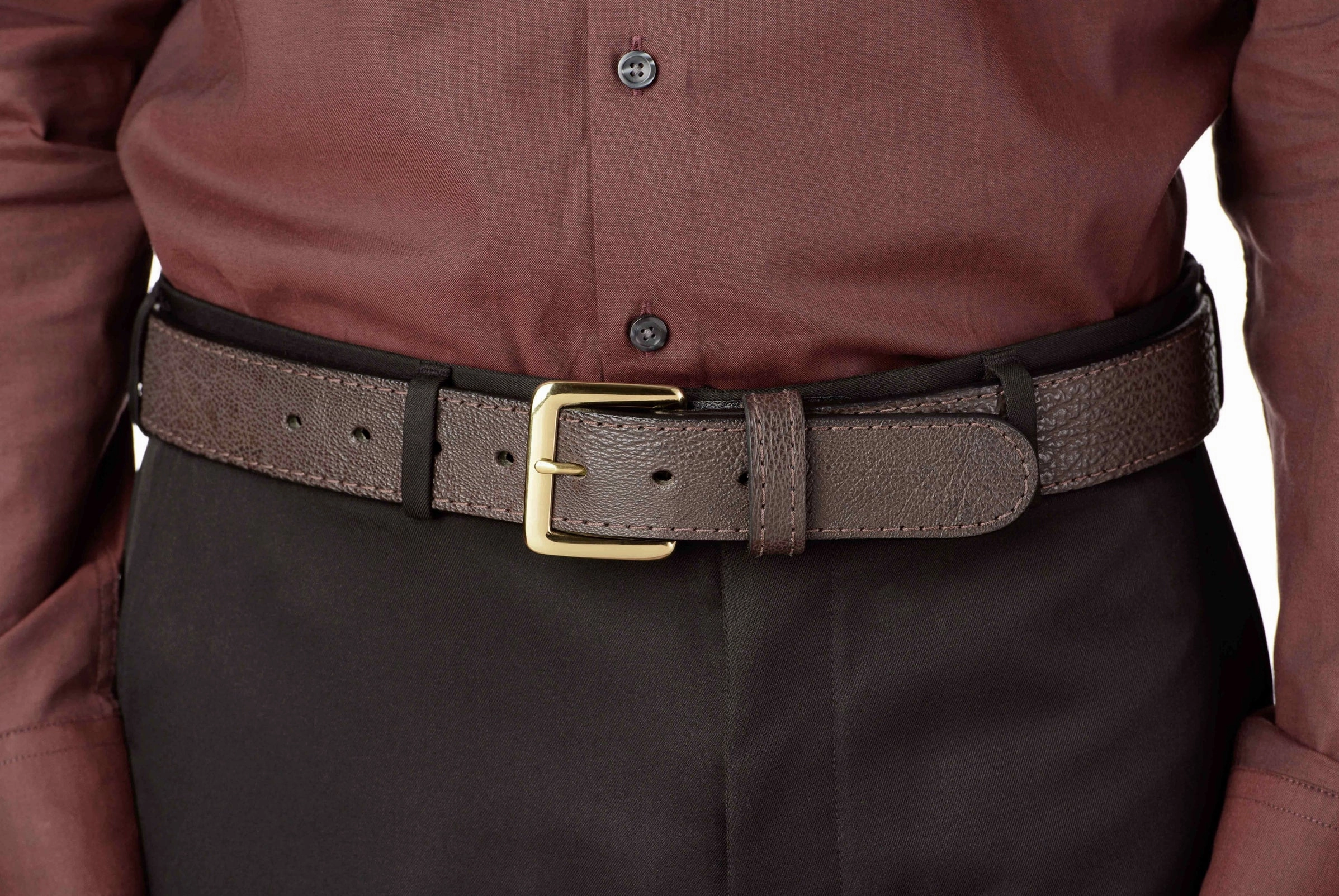 Men's Brown Shark Leather Belt