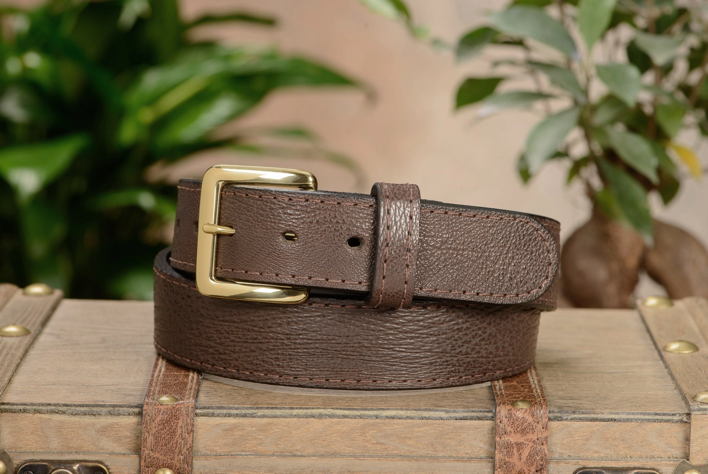 Men's Brown Shark Leather Belt