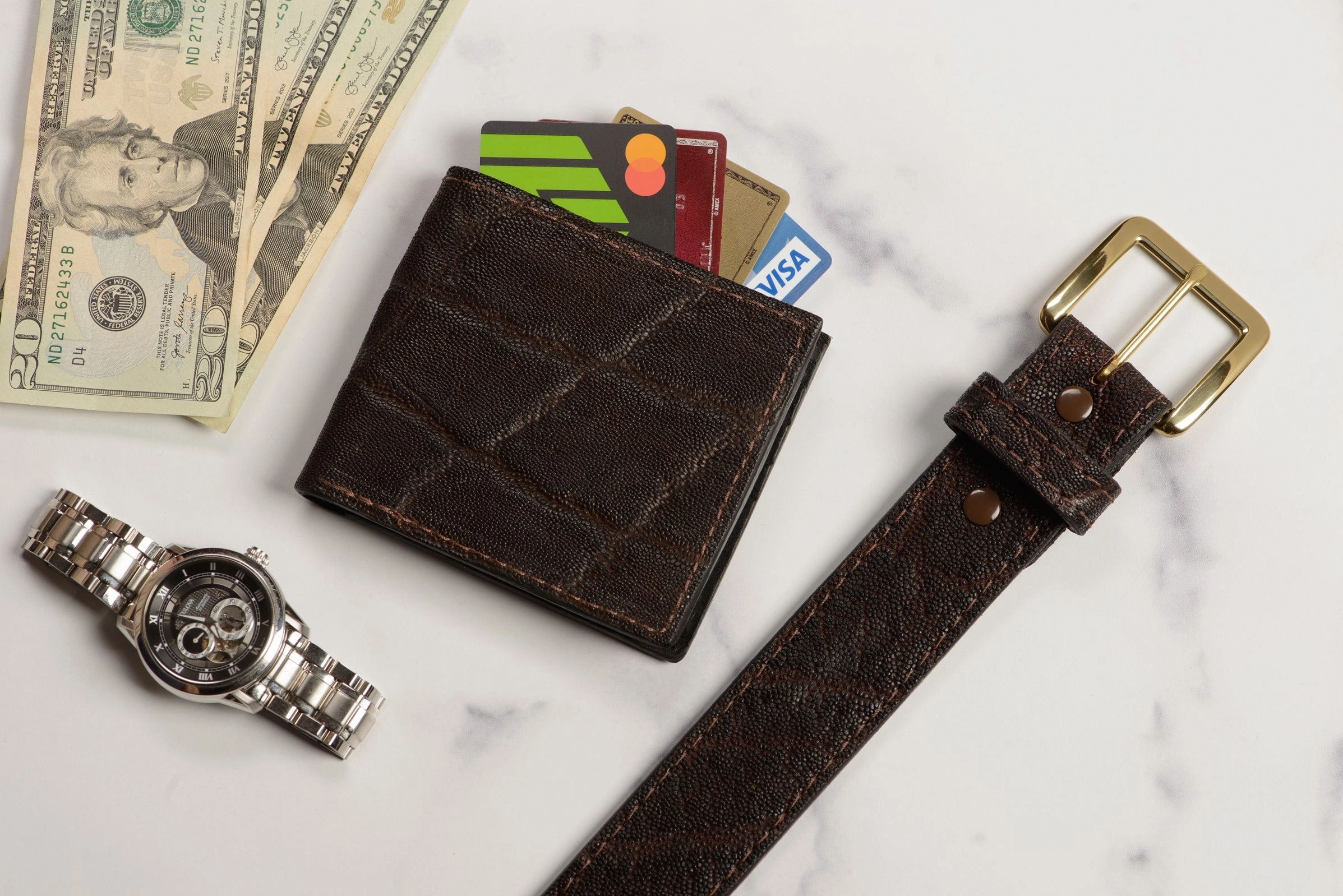 Men's Dark Brown Elephant Leather Belt