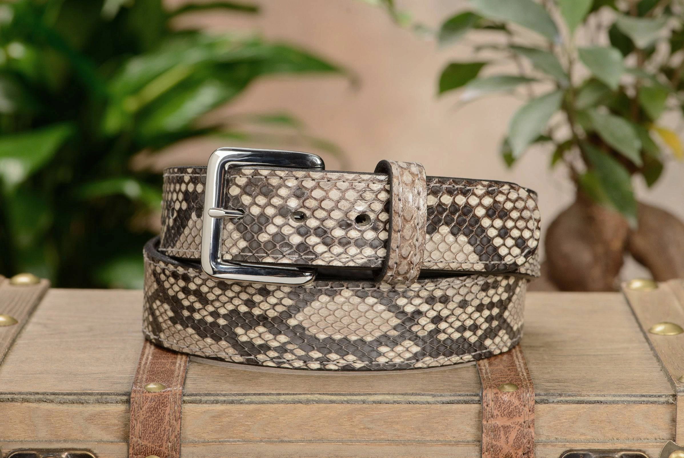 Men's Python Snakeskin Leather Belt