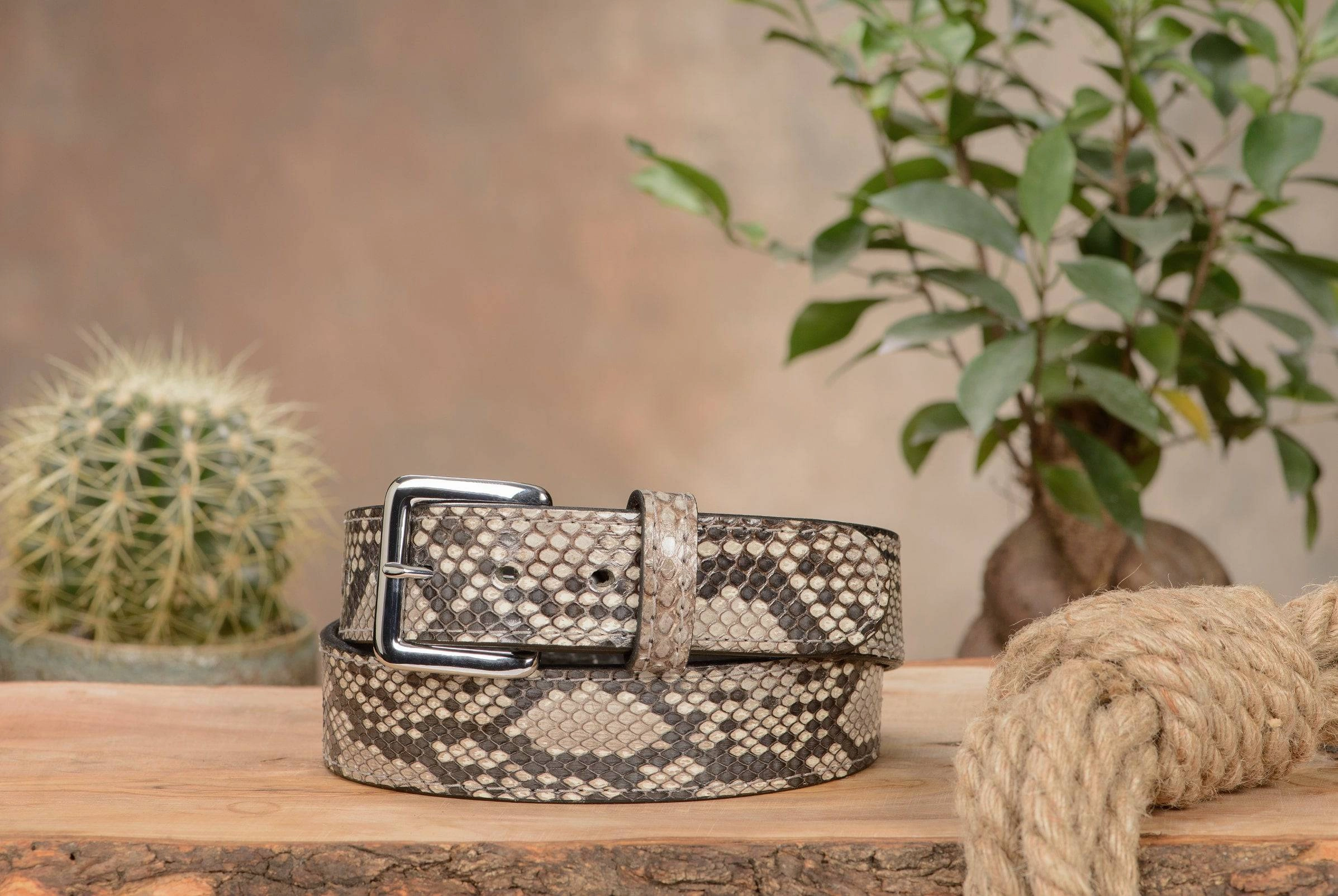 Men's Python Snakeskin Leather Belt