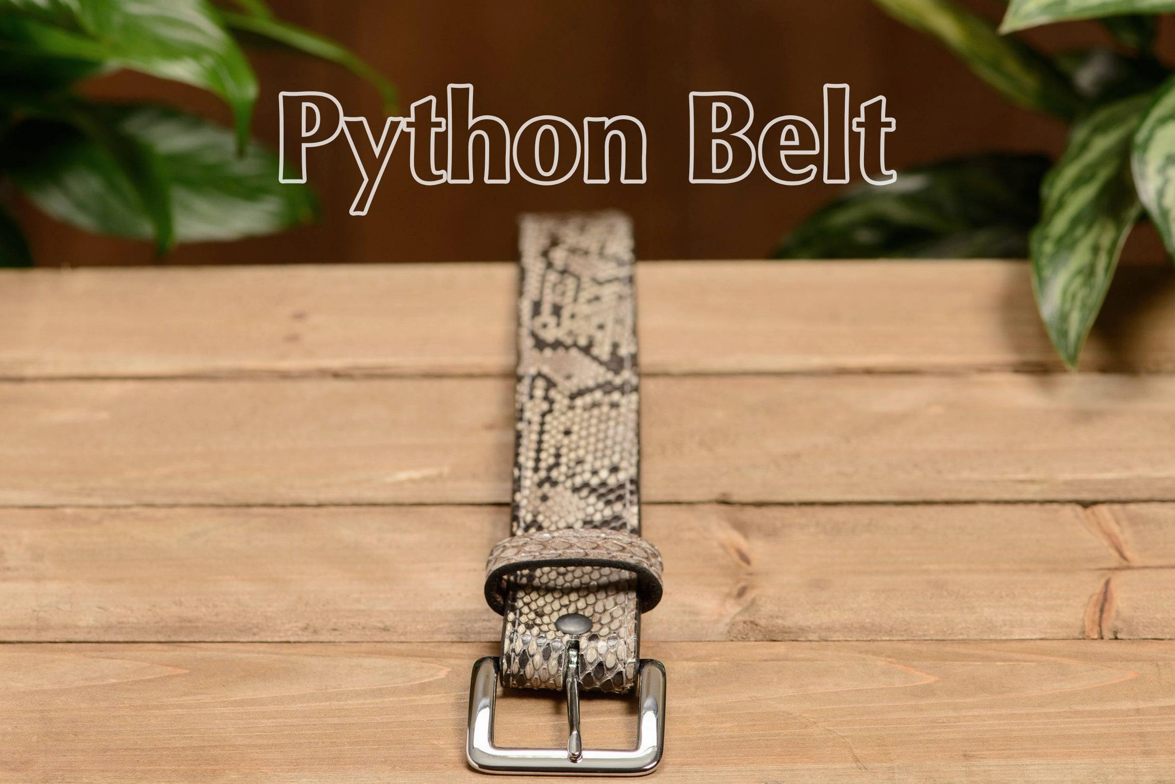 Men's Python Snakeskin Leather Belt