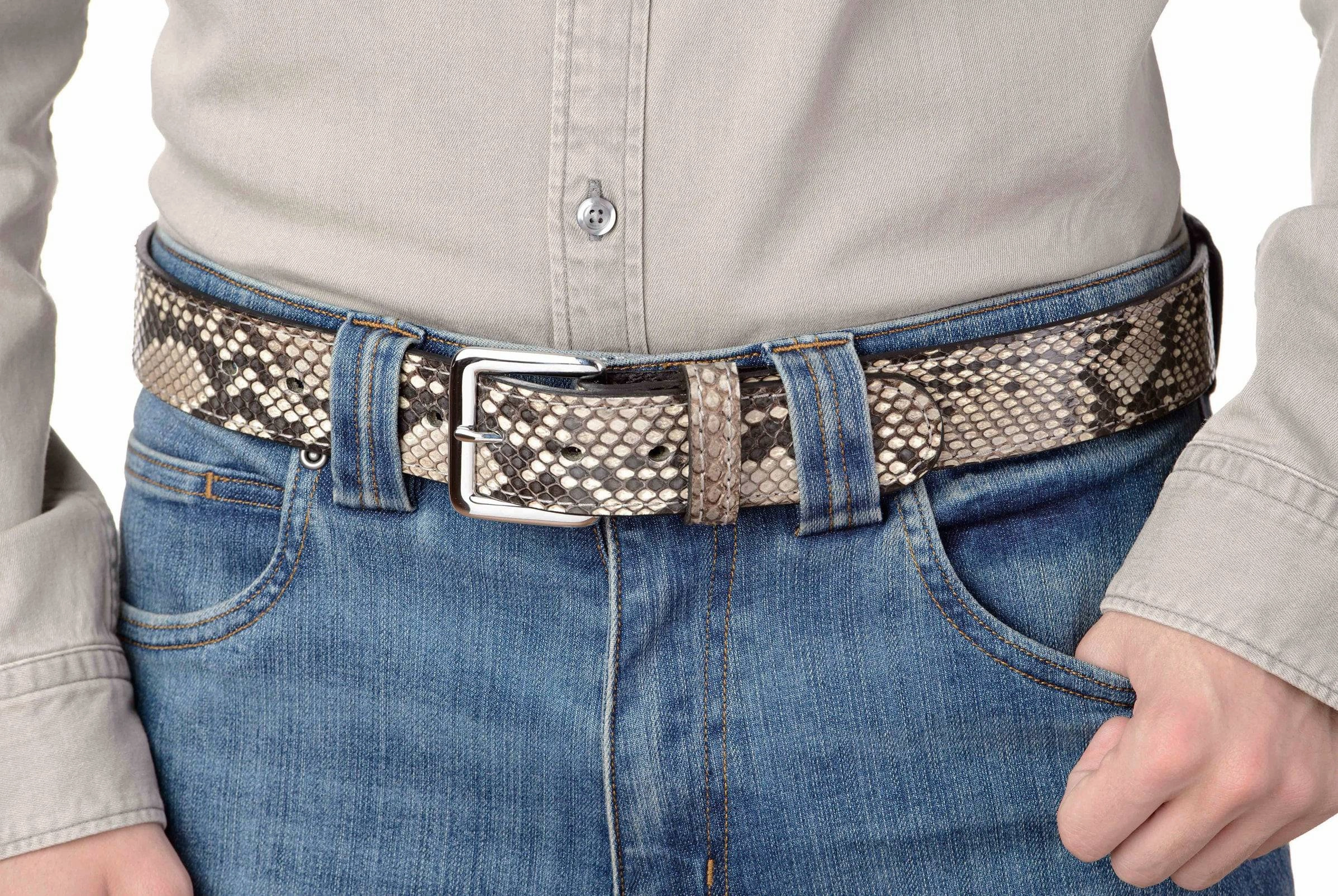 Men's Python Snakeskin Leather Belt