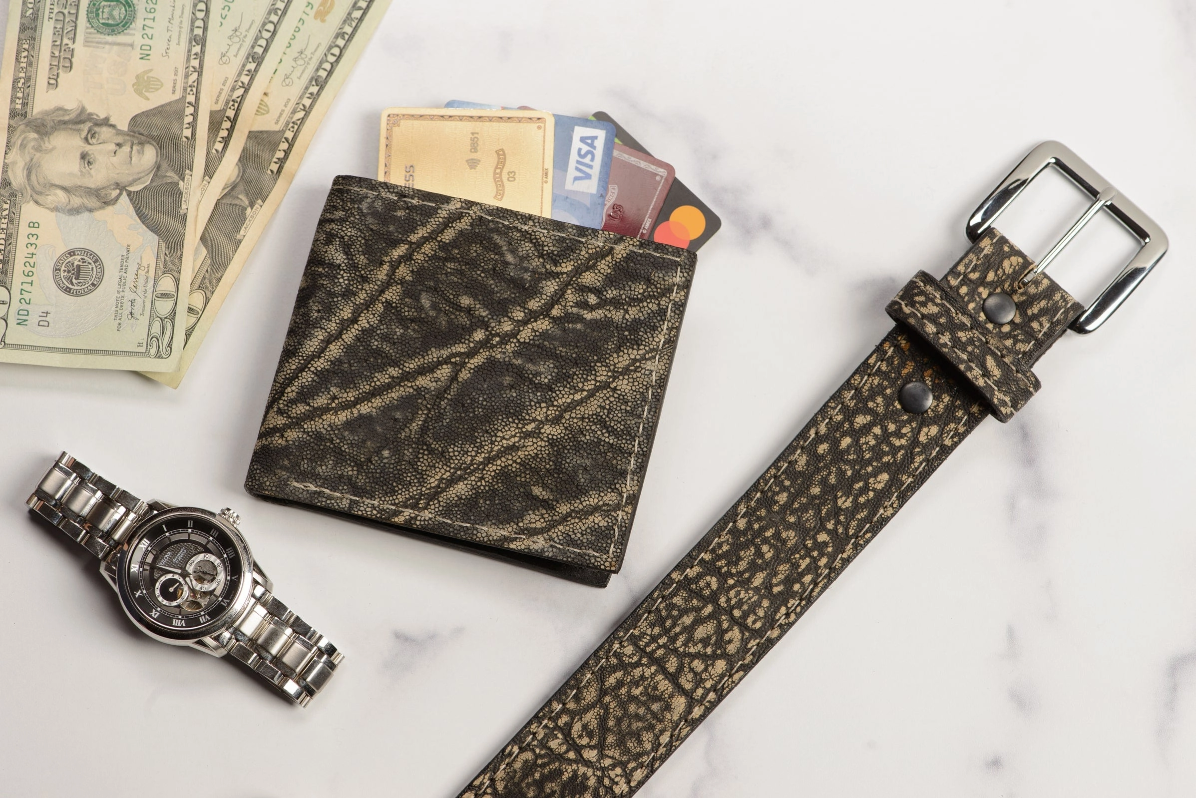 Men's Tree Bark Elephant Leather Belt