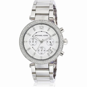 Michael Kors Parker Women's Watch  Stainless Steel and Pave Crystal Watch for Women with Steel  Leather  or Silicone Band