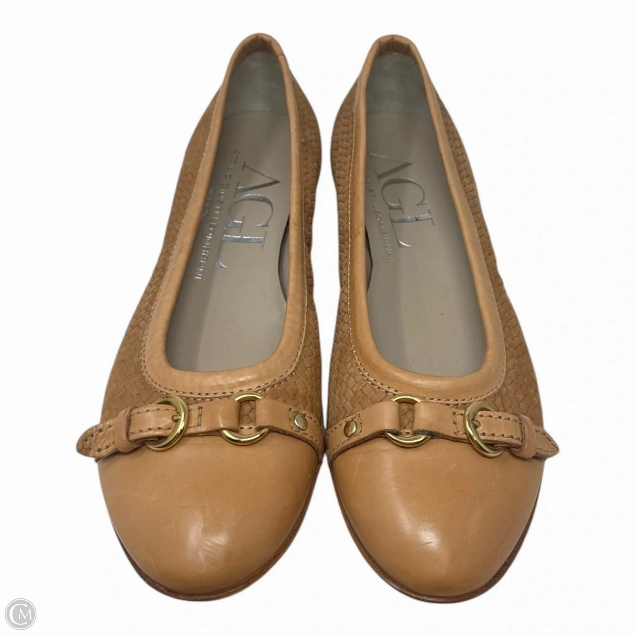 Monika Woven Cap Toe Shoes Flats By Agl In Tan, Size: 5.5