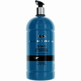 Mustang Men's 3-In-1 Body Wash - Blue Mandarin, Juniper, Cedar Fragrance Notes, 34 oz
