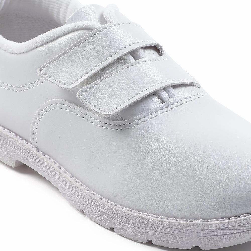Prefect White Velcro Uniform School Shoes For Kids S/BOY-V By Liberty