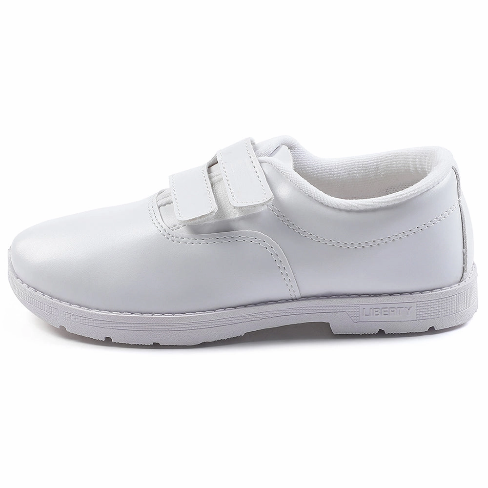 Prefect White Velcro Uniform School Shoes For Kids S/BOY-V By Liberty