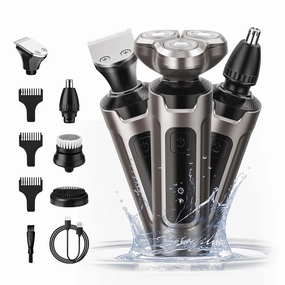 Sejoy Men's 5 in 1 Rotary Electric Shaver, Brown - Waterproof
