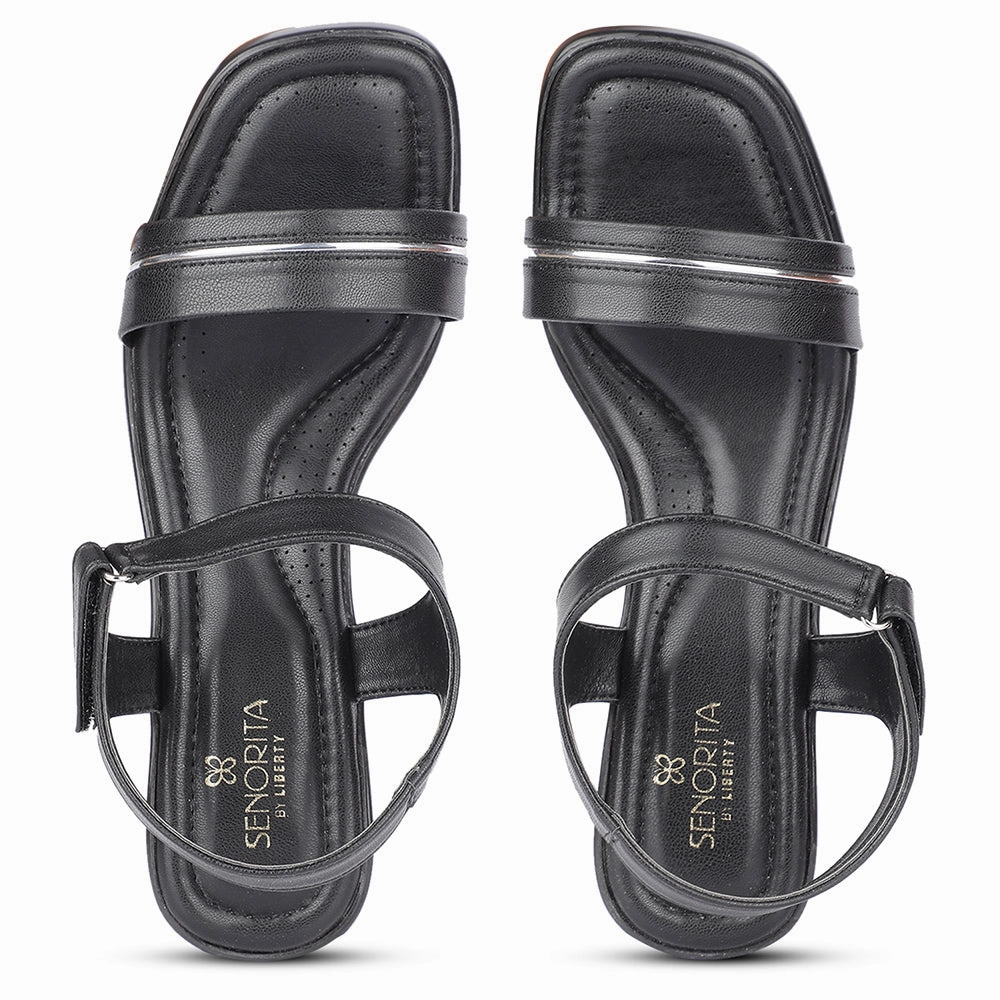 Senorita Casual Black Block Heel Sandal For Women D839-01 By Liberty