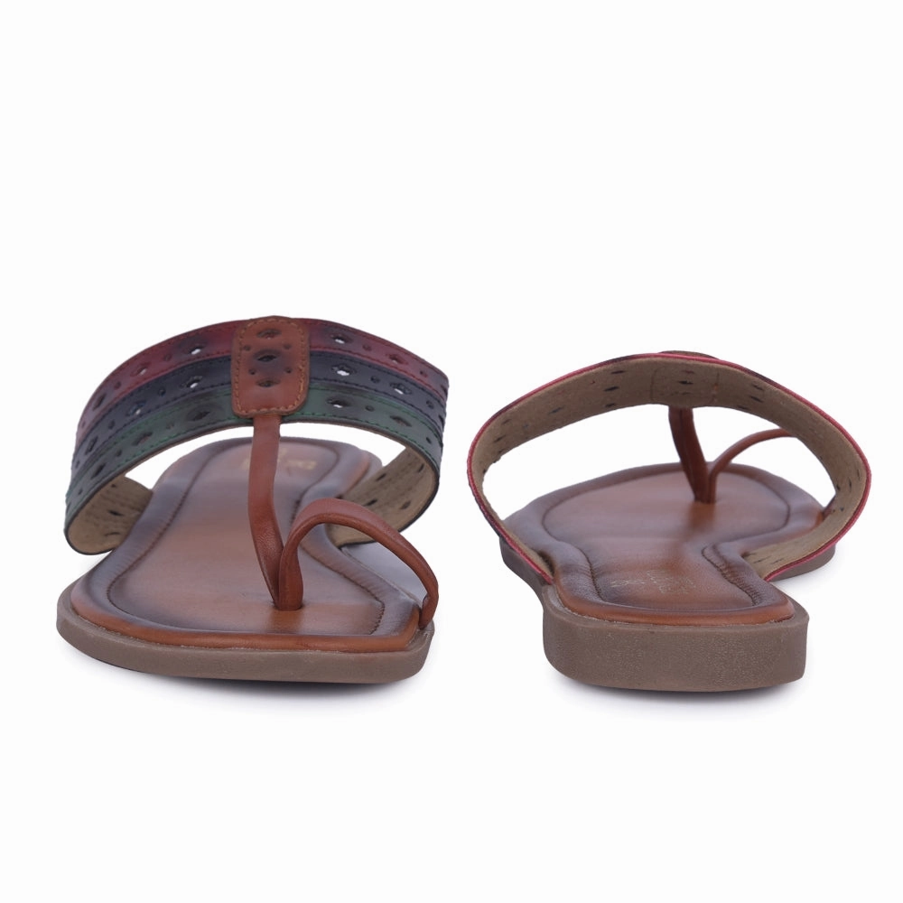 Senorita Tan Ethnic Toe Ring Slippers For Women LAX-5 By Liberty