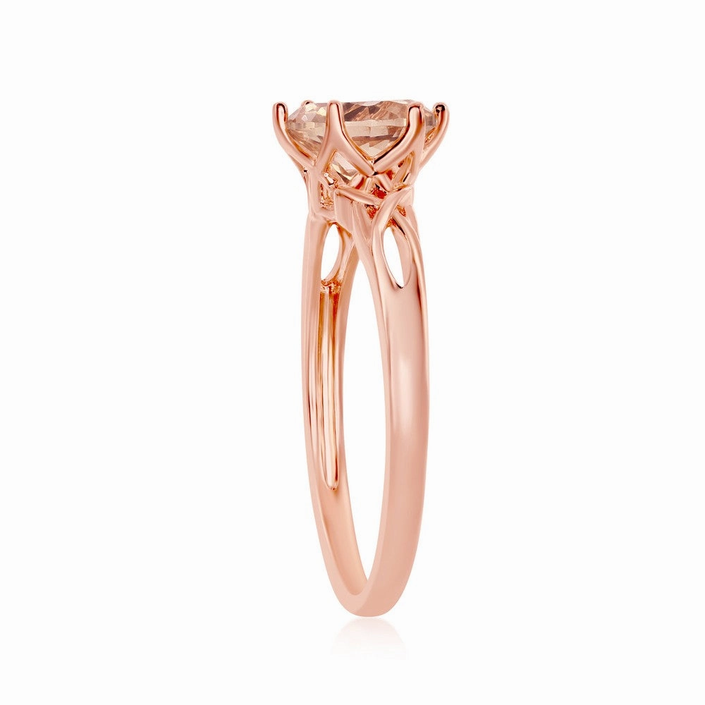 Sterling Silver 6-Prong 7mm Round Morganite CZ Ring - W-1938