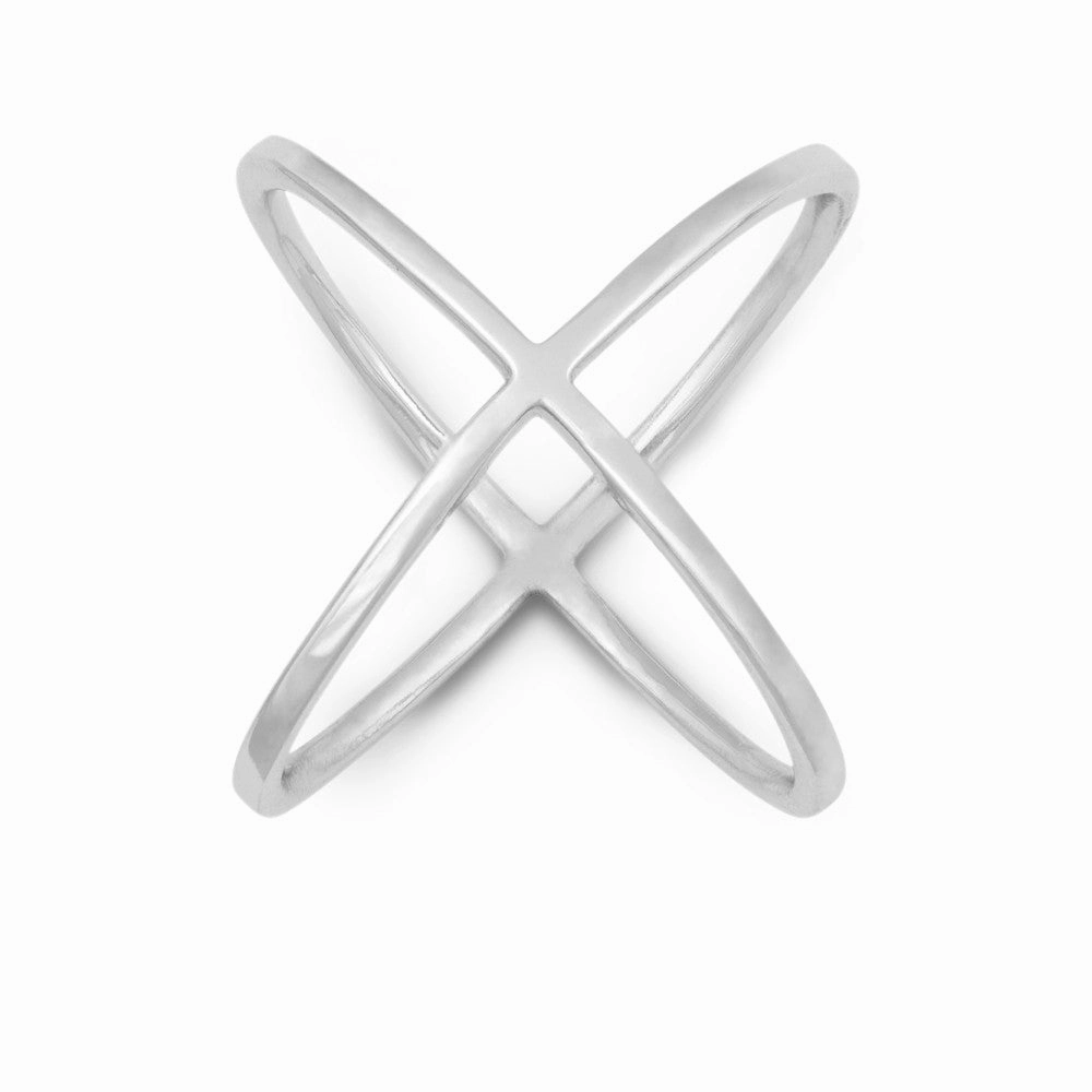 Sterling Silver Criss Cross X Style Ring - W-9993