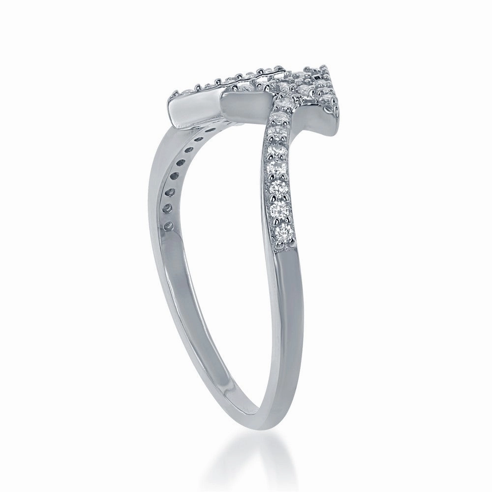 Sterling Silver CZ Double Arrow Ring - W-1373