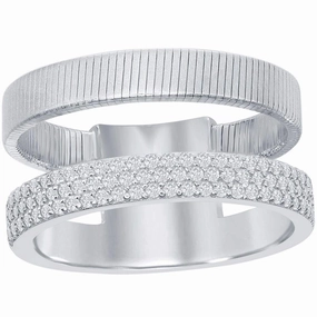 Sterling Silver Designer CZ Ring Bonded with Platinum, Size 8
