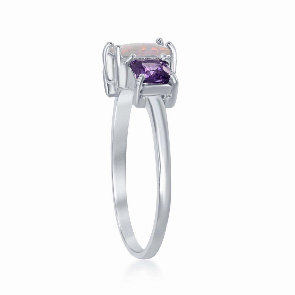 Sterling Silver Four-Prong Triple Square Ring - W-1855