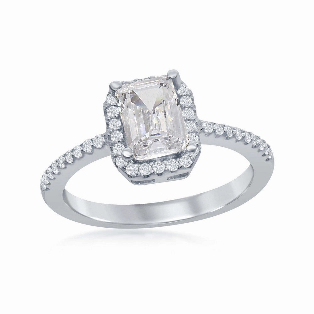 Sterling Silver Four-Prong White CZ Ring - W-1880